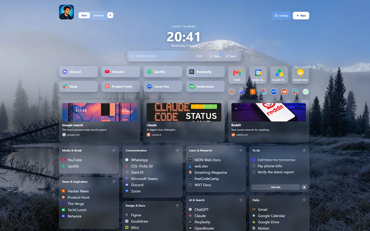 ReadyTab - the new tab extension I built myself